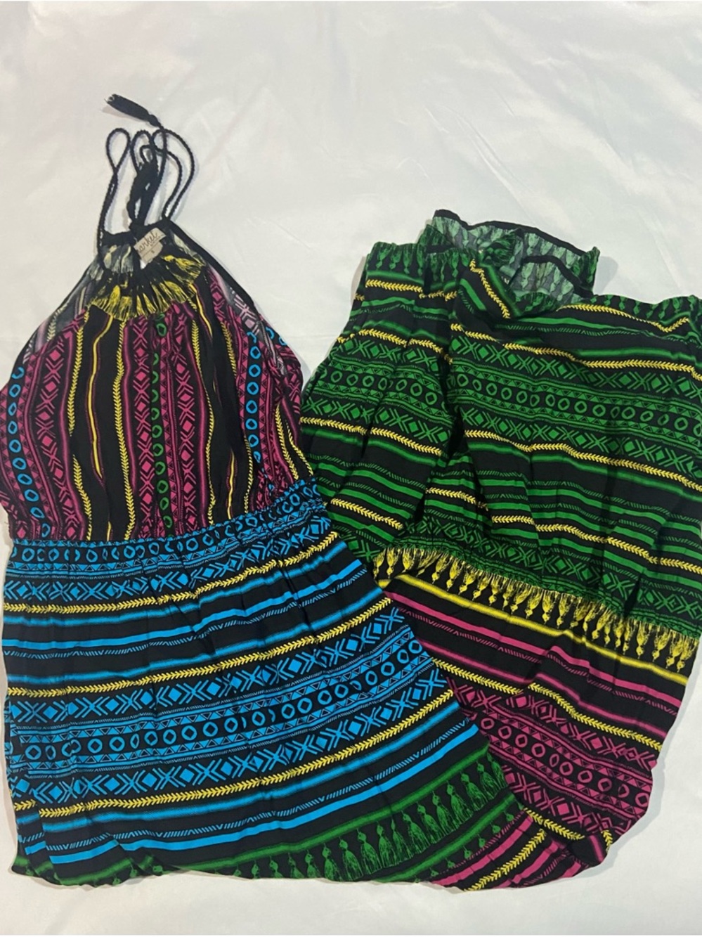 Flying Tomato Black and Yellow Smocked Halter Dress